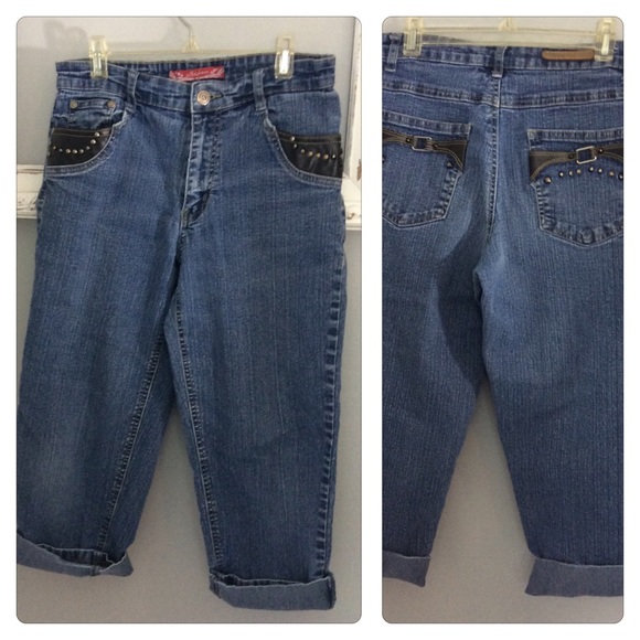 Cos Jean Capris leather stud Jeans Roll Hem 6P cuffed Citizens of Humanity - Picture 2 of 7